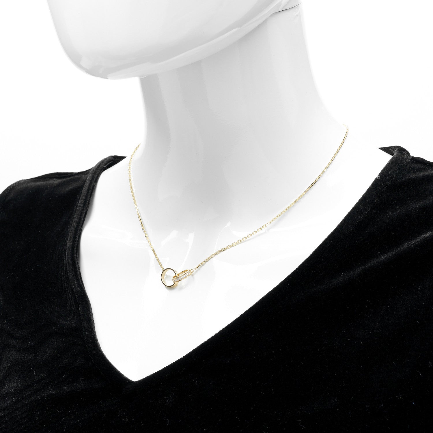 Cartier 18K Yellow Gold Diamond Interlocking LOVE Necklace 2 of 8