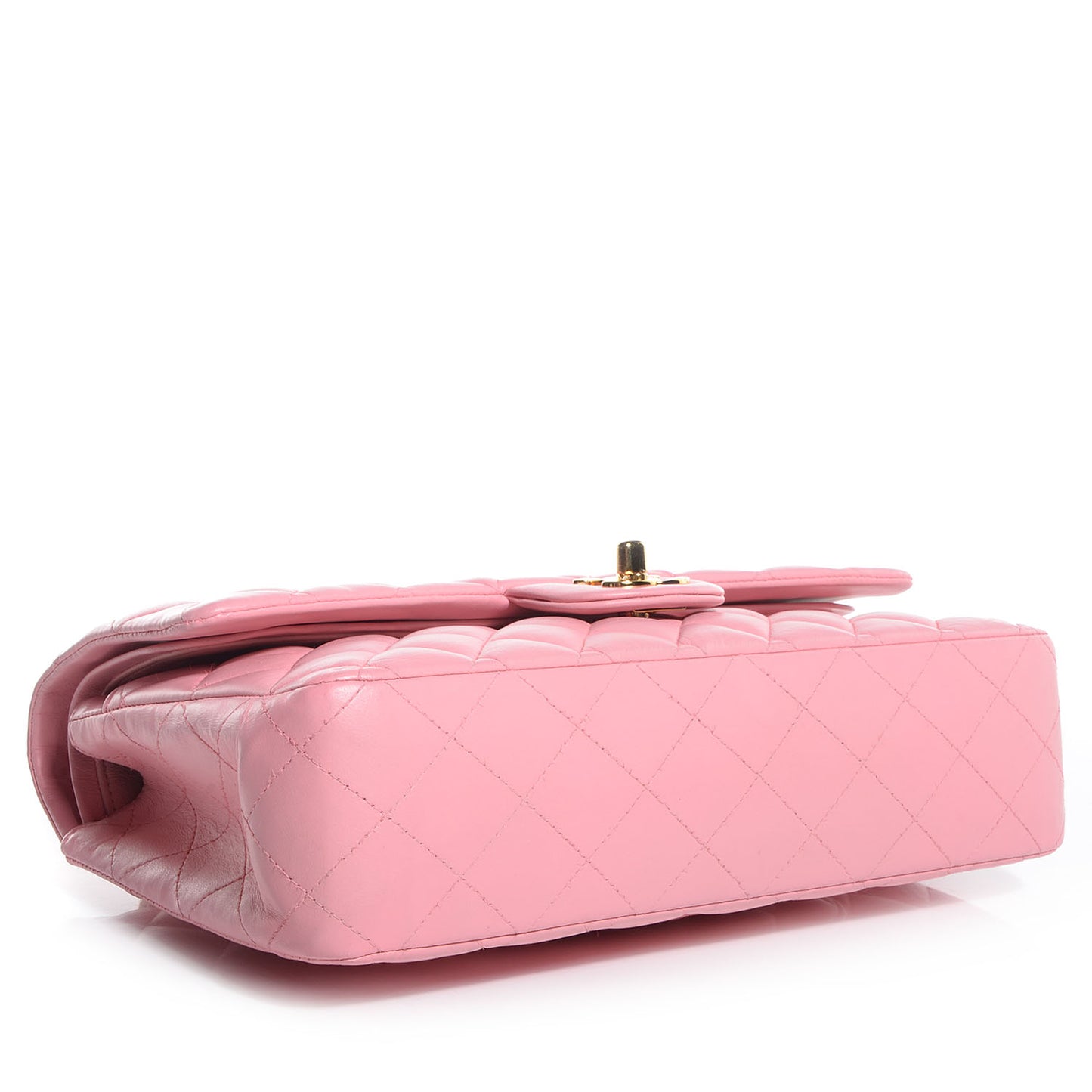 Lambskin Quilted Medium Double Flap Light Pink