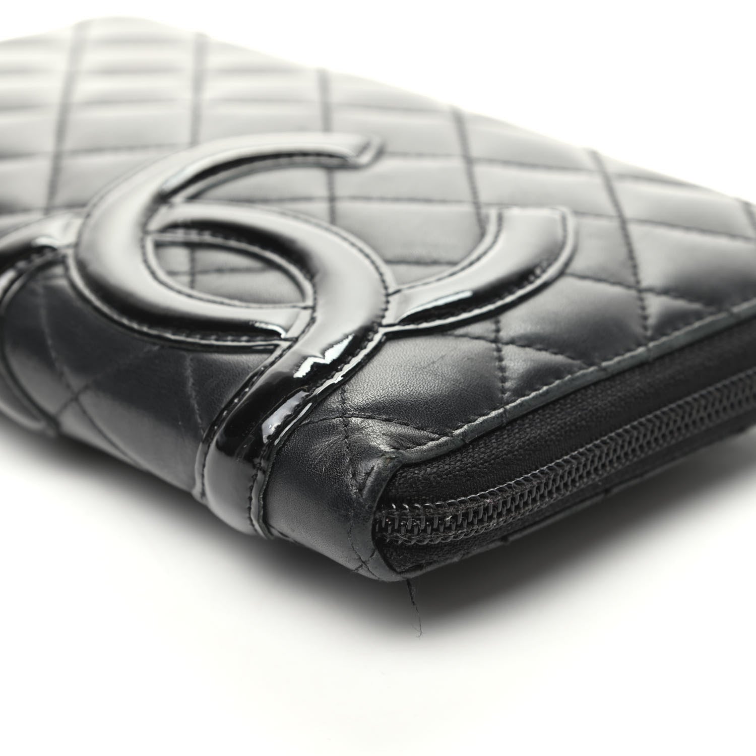 Chanel Calfskin Quilted Cambon Zip Around Organizer Wallet Black 10 of 11