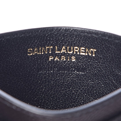 Saint Laurent Grain De Poudre Matelasse Chevron Monogram Credit Card Case Black 6 of 8