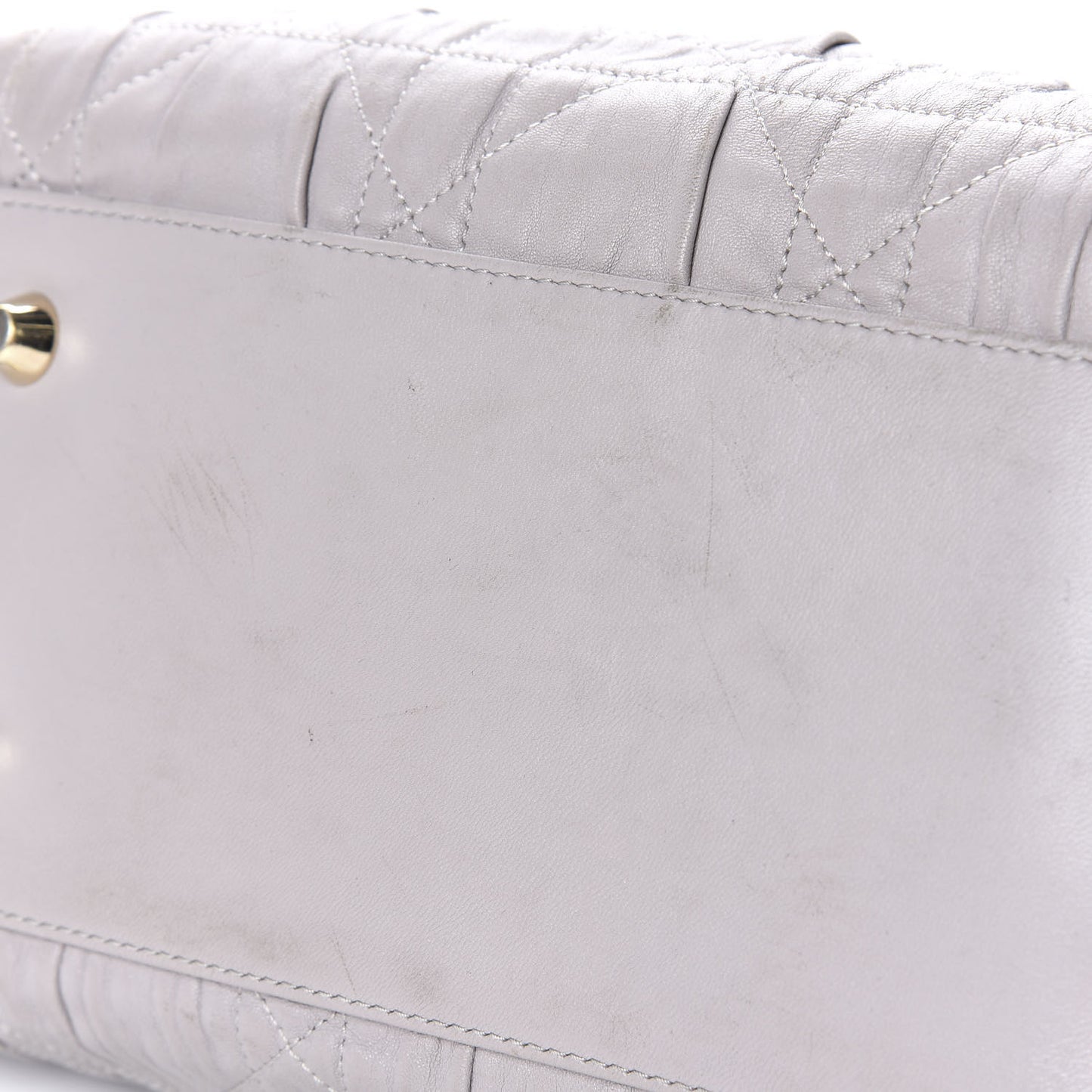 Gaufre Lambskin Cannage Delices Tote Grey