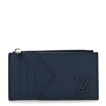 Louis Vuitton Calfskin Aerogram Coin Card Holder Navy Blue 1 of 6