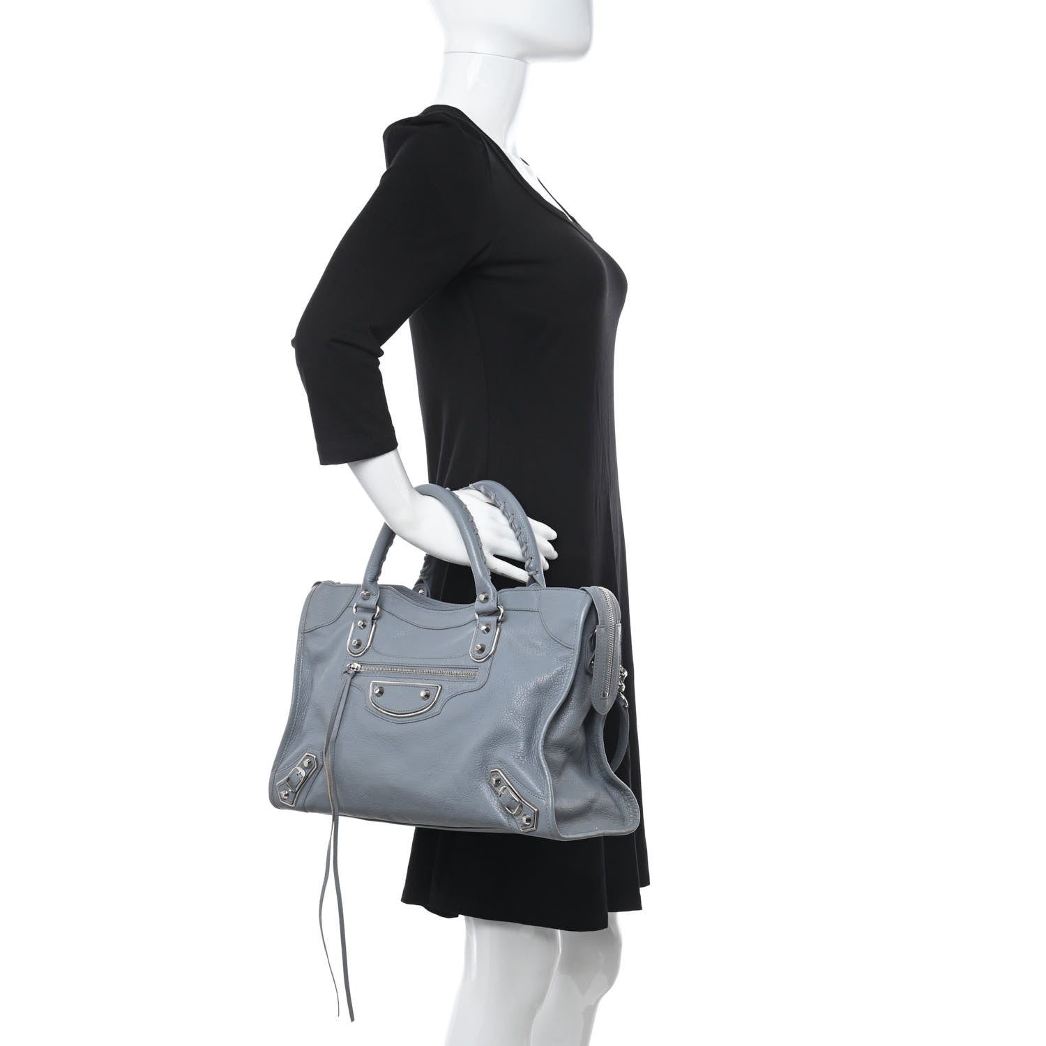 Balenciaga Chevre Silver Metallic Edge Hardware City Bleu Acier 2 of 10