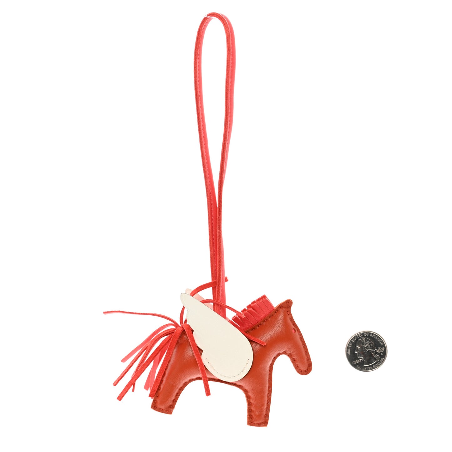 Milo Lambskin Grigri Rodeo Pegase Horse Bag Charm PM Cornaline Rose Texas White