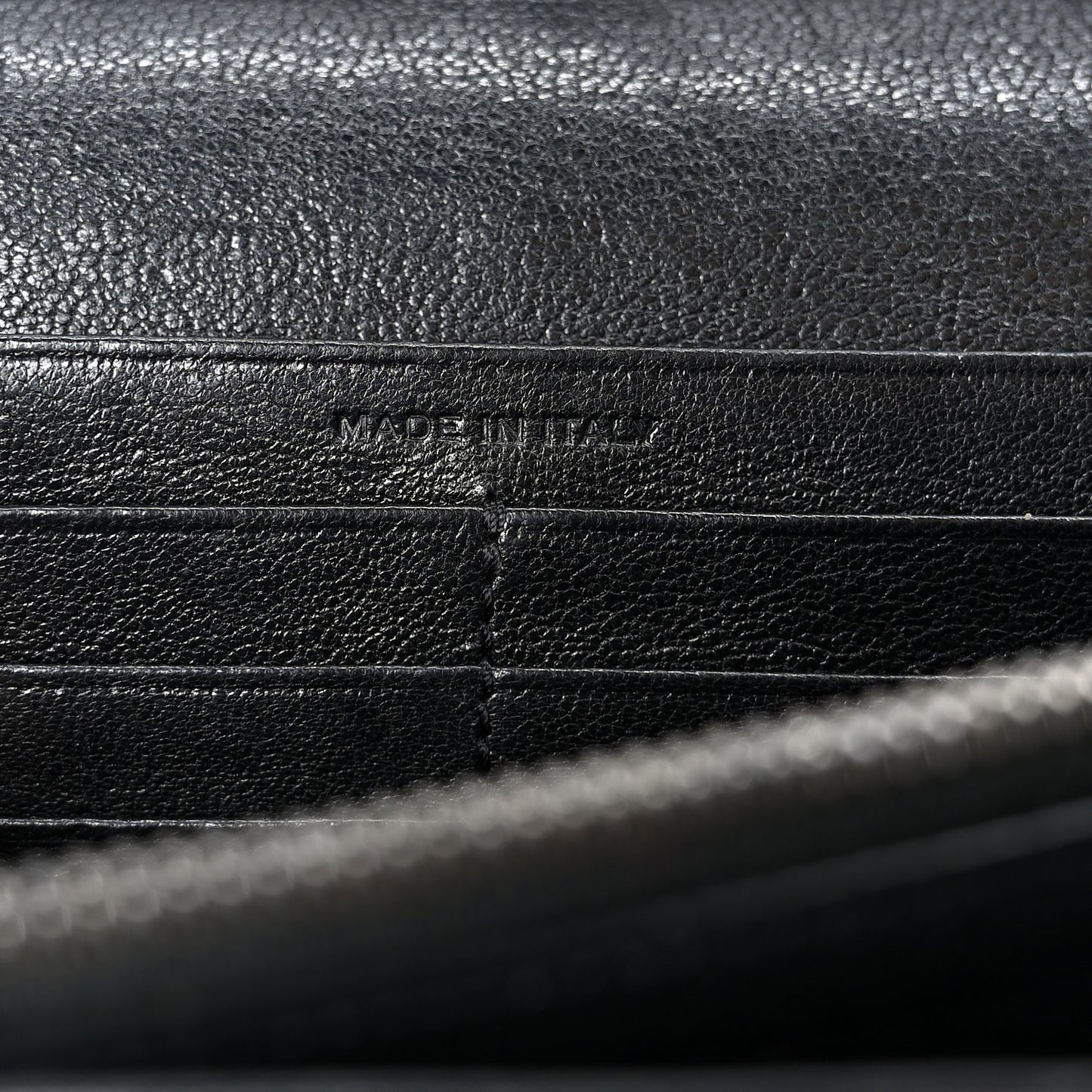 Sheepskin Tri-Quilt Monogram Envelope Chain Wallet Black