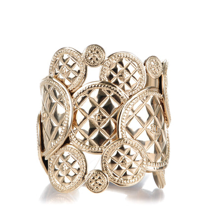 Chanel Quilted Metal CC Cuff Gold 1 of 5