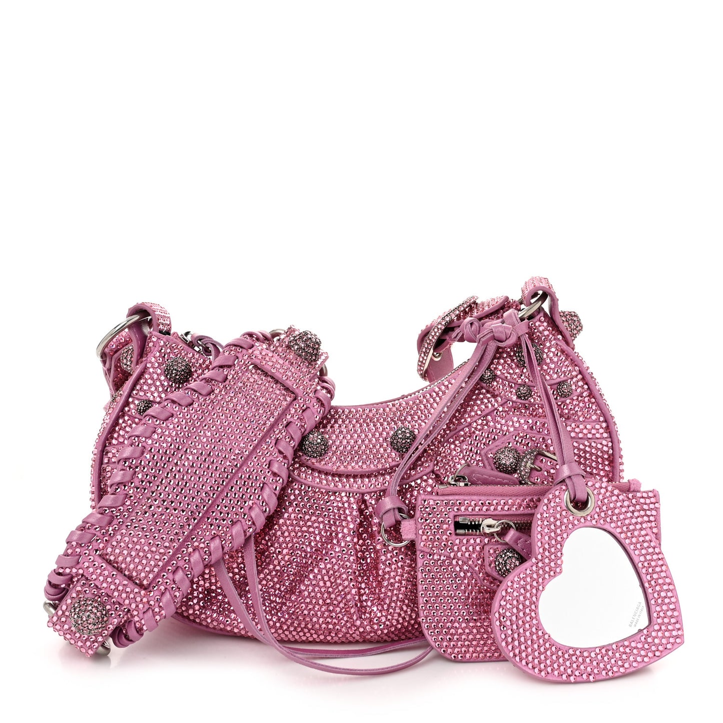 Strass Suede Le Cagole Shoulder Bag XS Taffy Light Pink