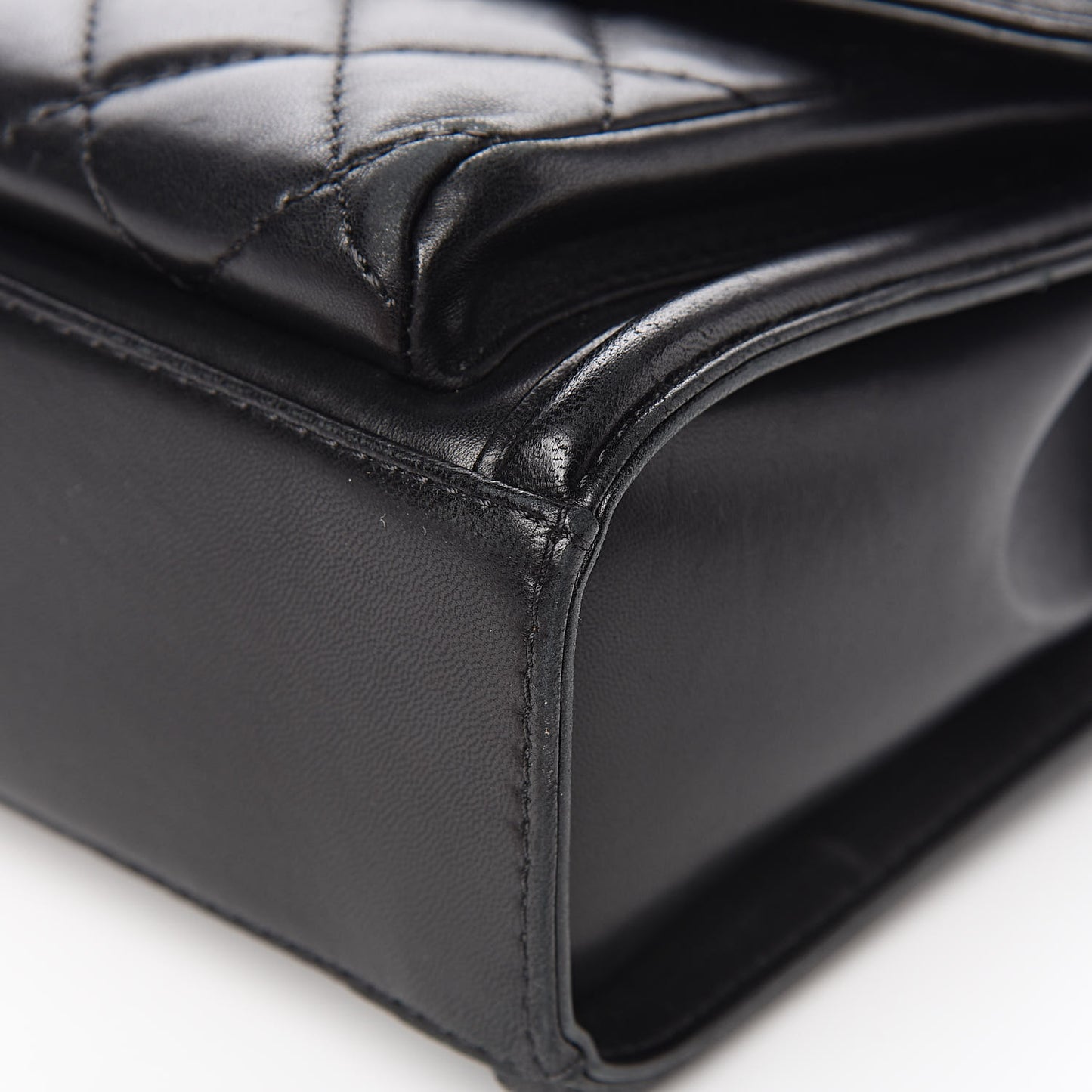 Lambskin Quilted Large Geometric Flap Black