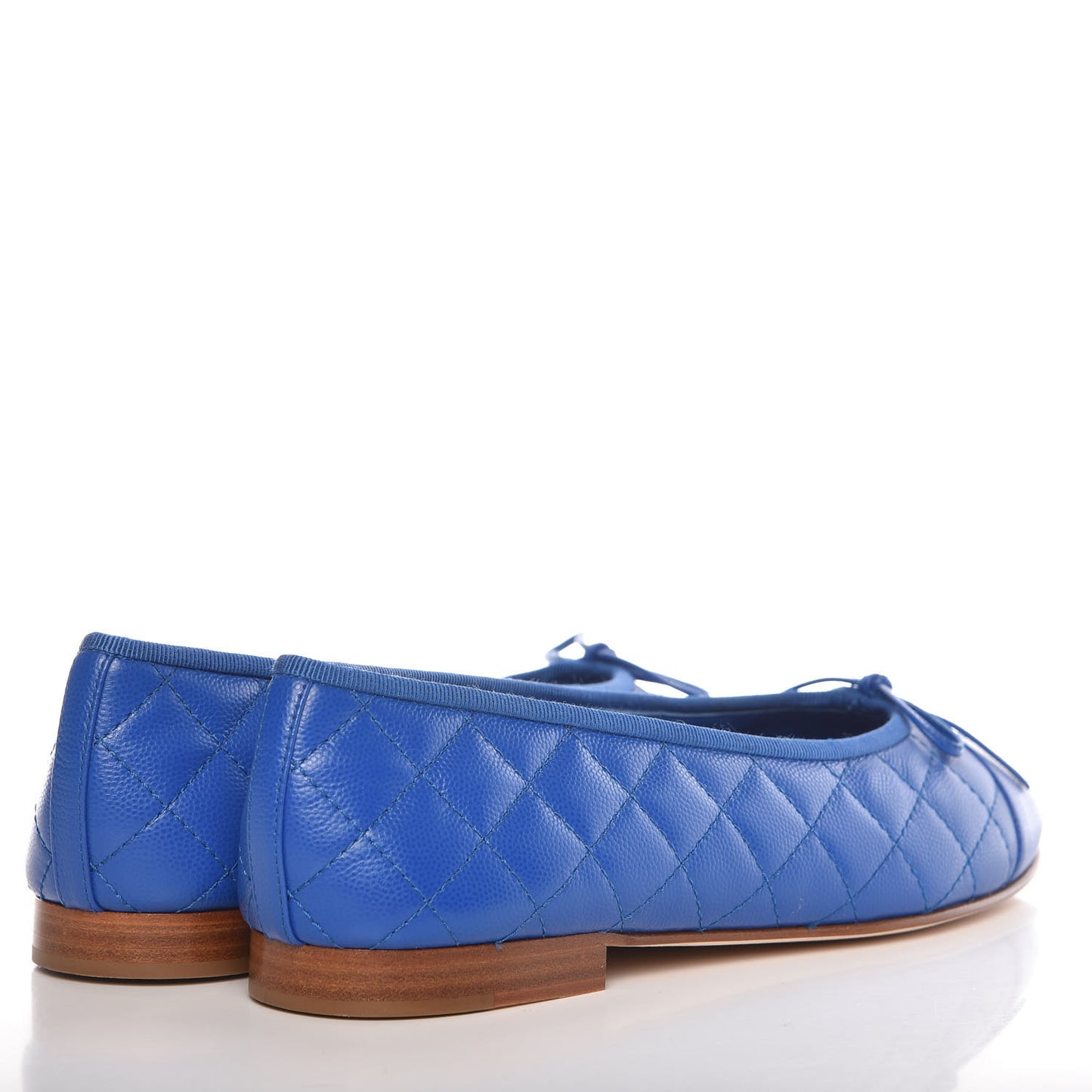 Caviar Quilted CC Cap Toe Ballerina Flats 39.5 Bright Blue