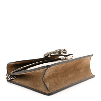 Gucci GG Supreme Monogram Suede Crystal Small Dionysus Shoulder Bag Beige Ebony Taupe 4 of 11