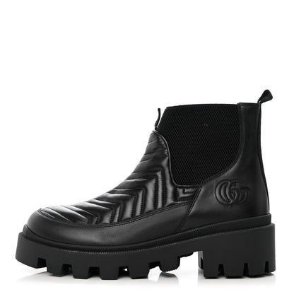 Gucci Calfskin Nappa Matelasse Frances Chelsea Boots 40 Black 1 of 16