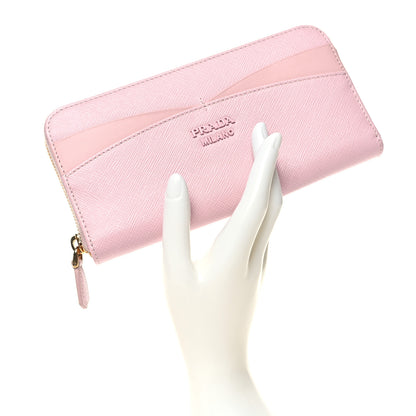 Prada Saffiano Zip Around Wallet Alabaster Pink 2 of 8