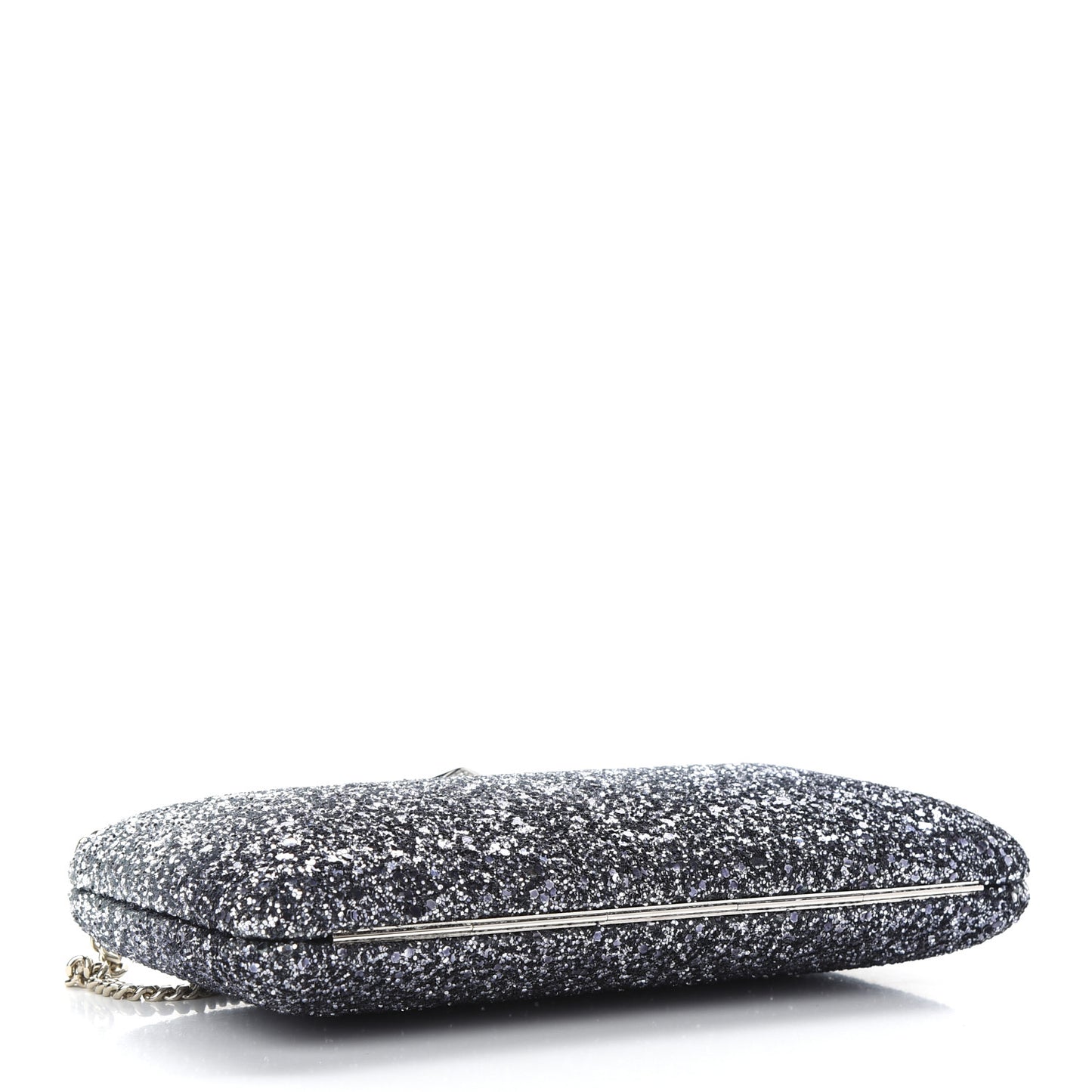 Coarse Glitter Ellipse Clutch Navy Silver