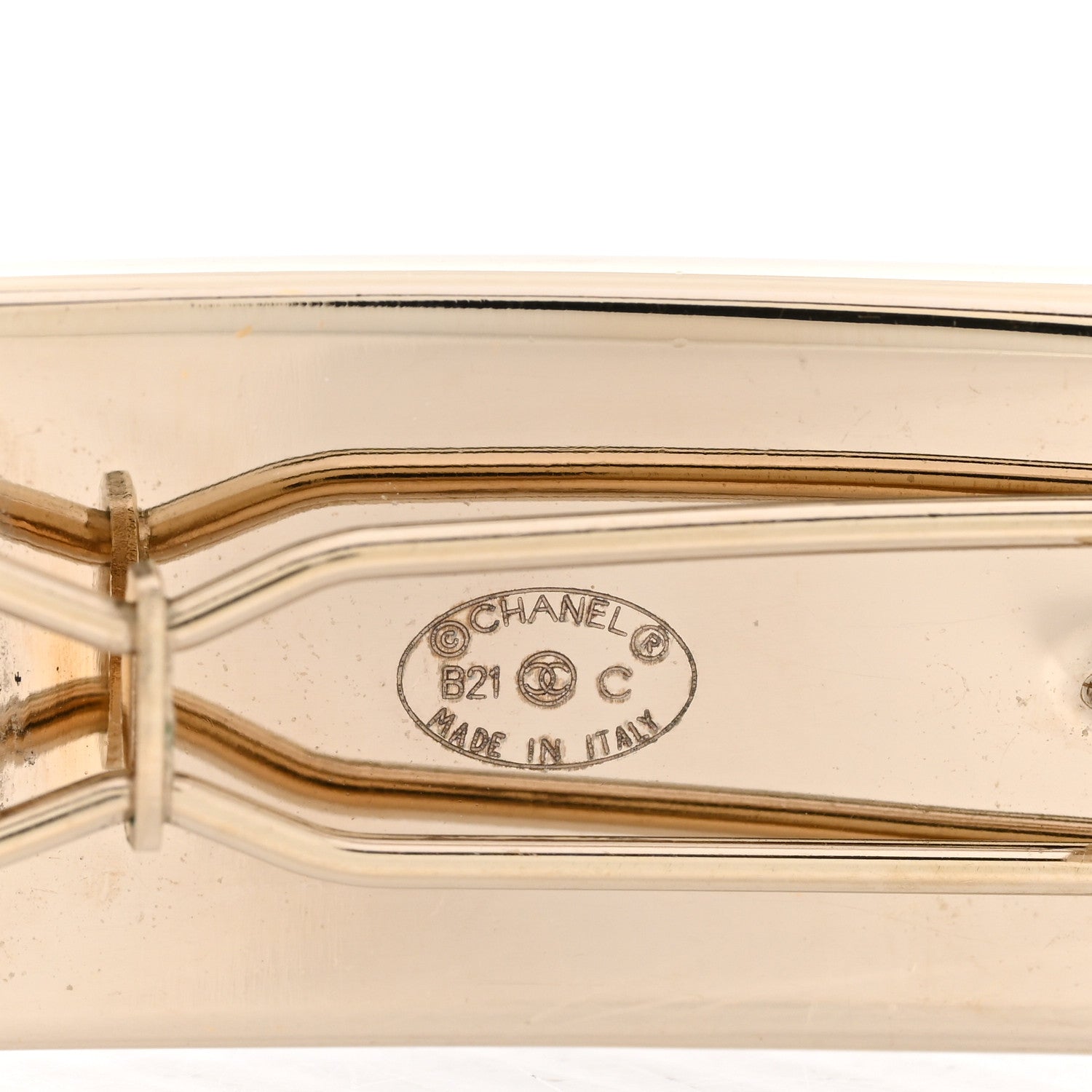 Chanel Metal Crystal Logo Hair Clip Gold 3 of 4
