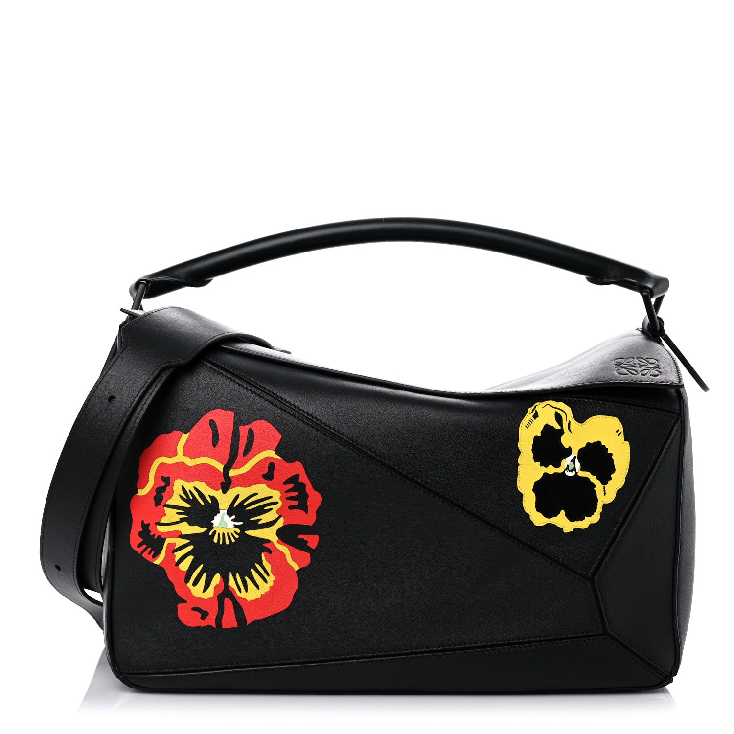 Loewe Calfskin Large Pansies Puzzle Bag Black 1 of 11