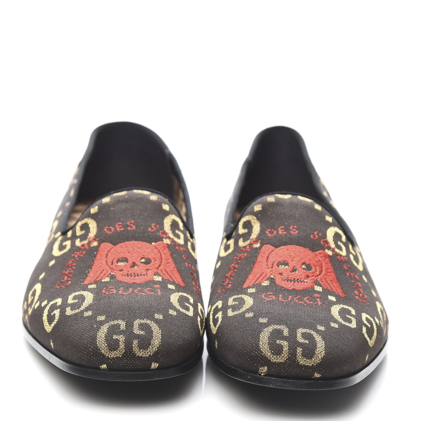 Calfskin Canvas Mens Chambre des Squelettes Loafers 11 Brown Black
