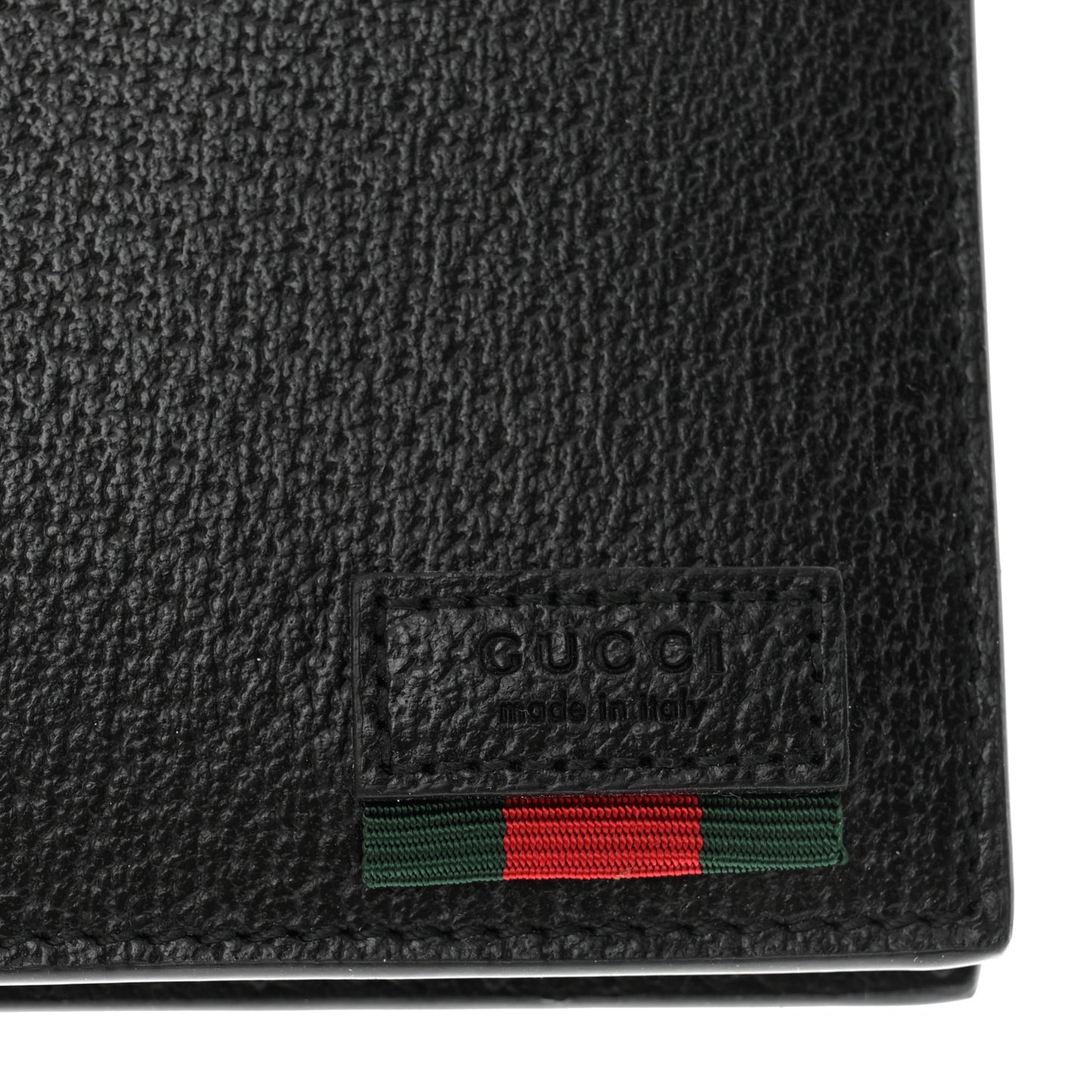 Calfskin Boar Effect Web Bi-Fold Wallet Black
