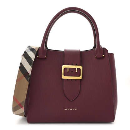 Burberry Soft Grain Medium Buckle Tote Dark Plum 1 of 11