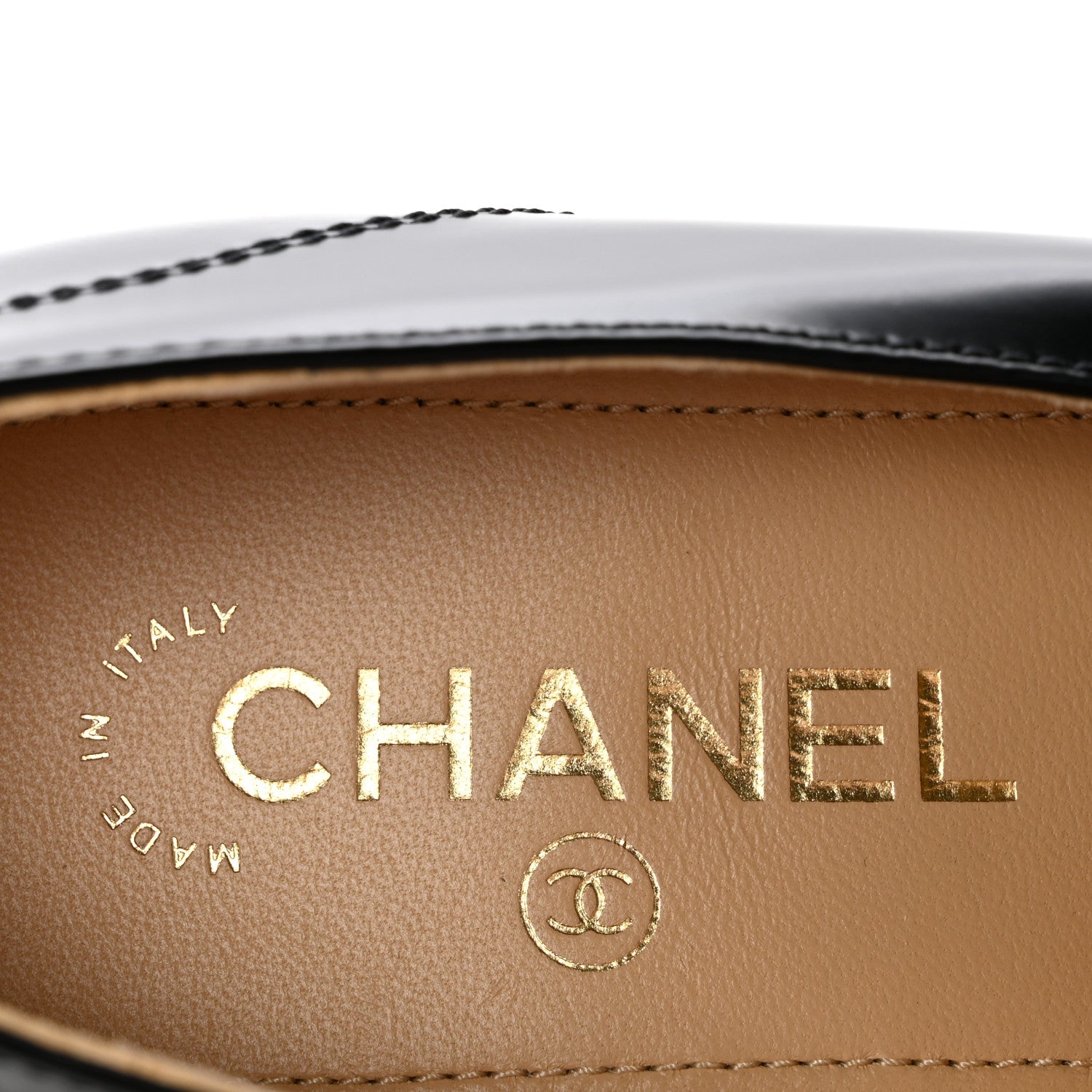 Chanel Shiny Calfskin Logo Loafers 39.5 Black 8 of 10