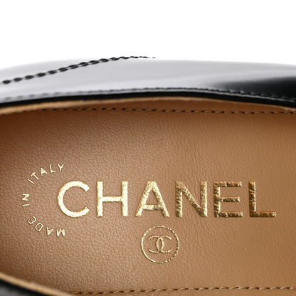 Chanel Shiny Calfskin Logo Loafers 39.5 Black 8 of 10