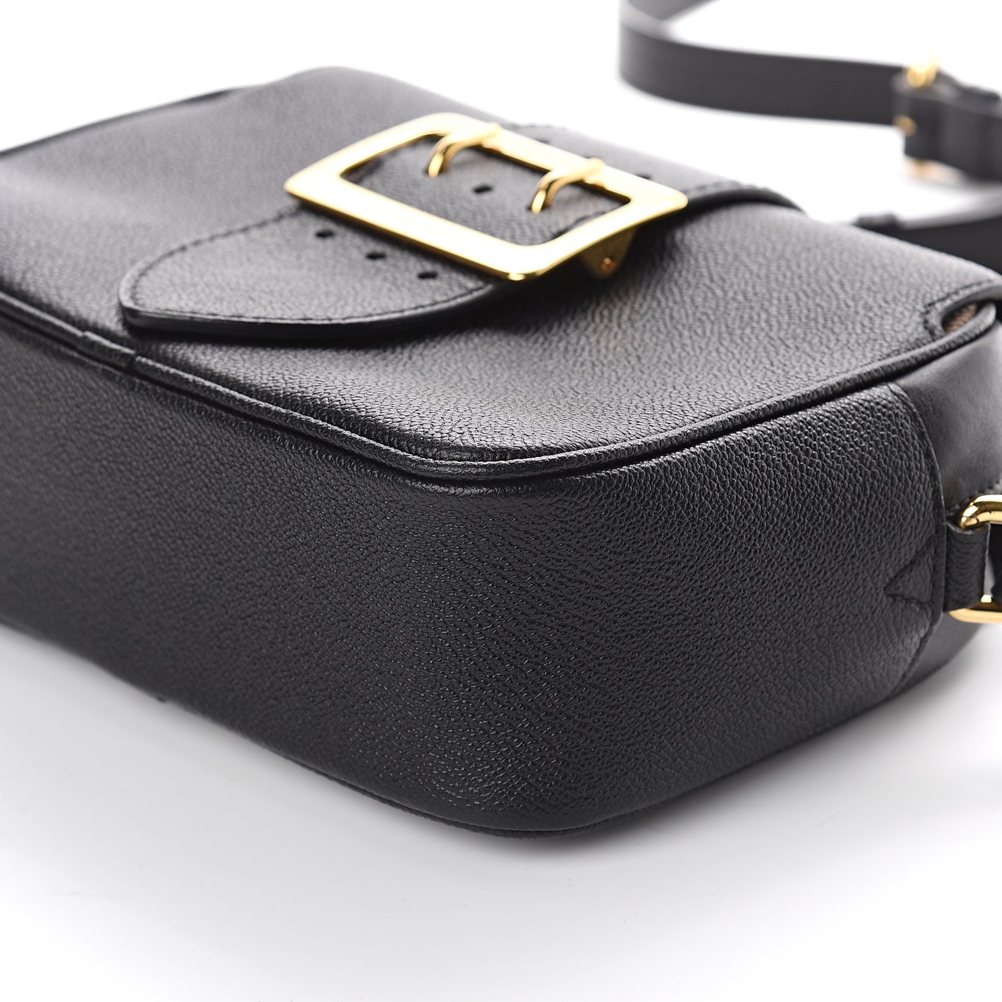 Soft Grain Calfskin Small Buckle Zip Bag Black