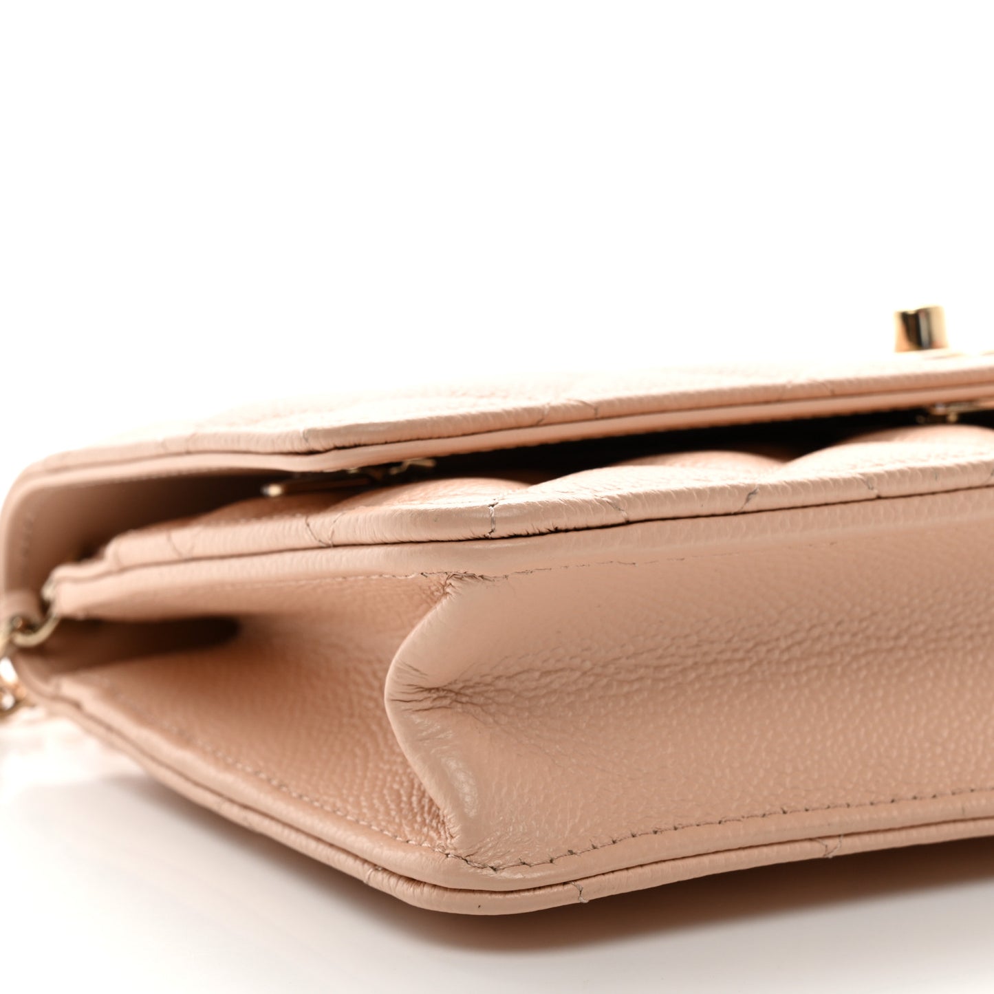 Caviar Quilted Bow Wallet On Chain WOC Light Beige