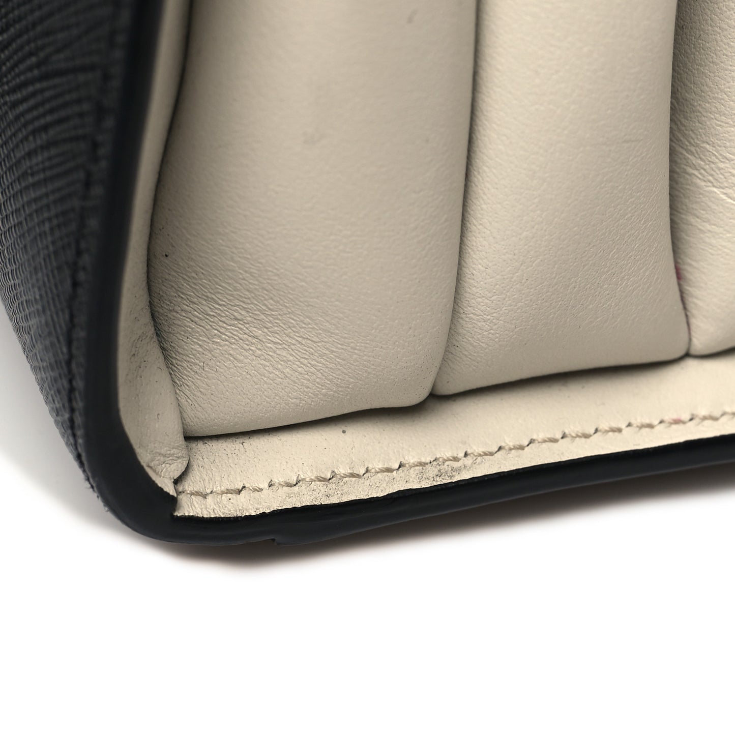 Saffiano City Calfskin Small Bibliothèque Top Handle Black White