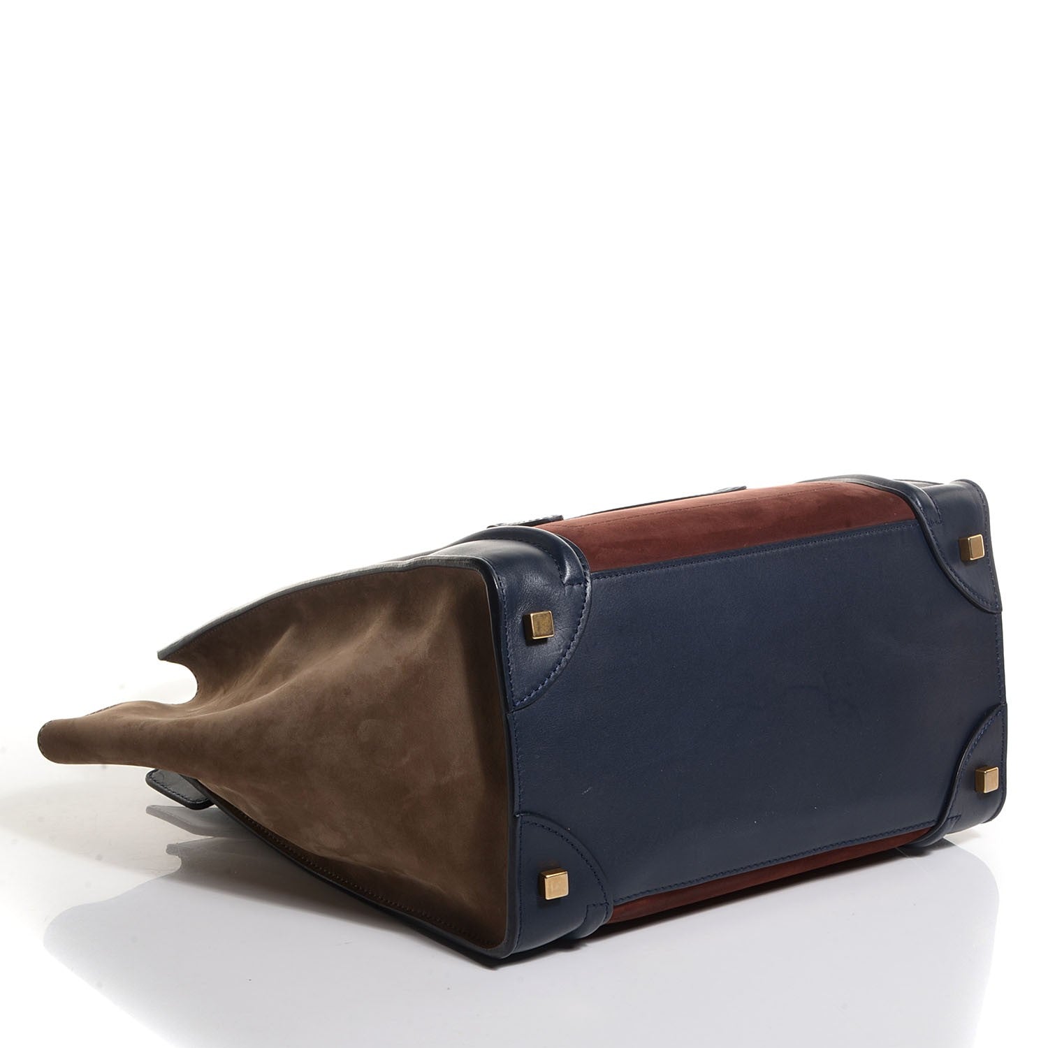 Celine Nubuck Smooth Calfskin Mini Tri-Color Luggage Burgundy 4 of 7