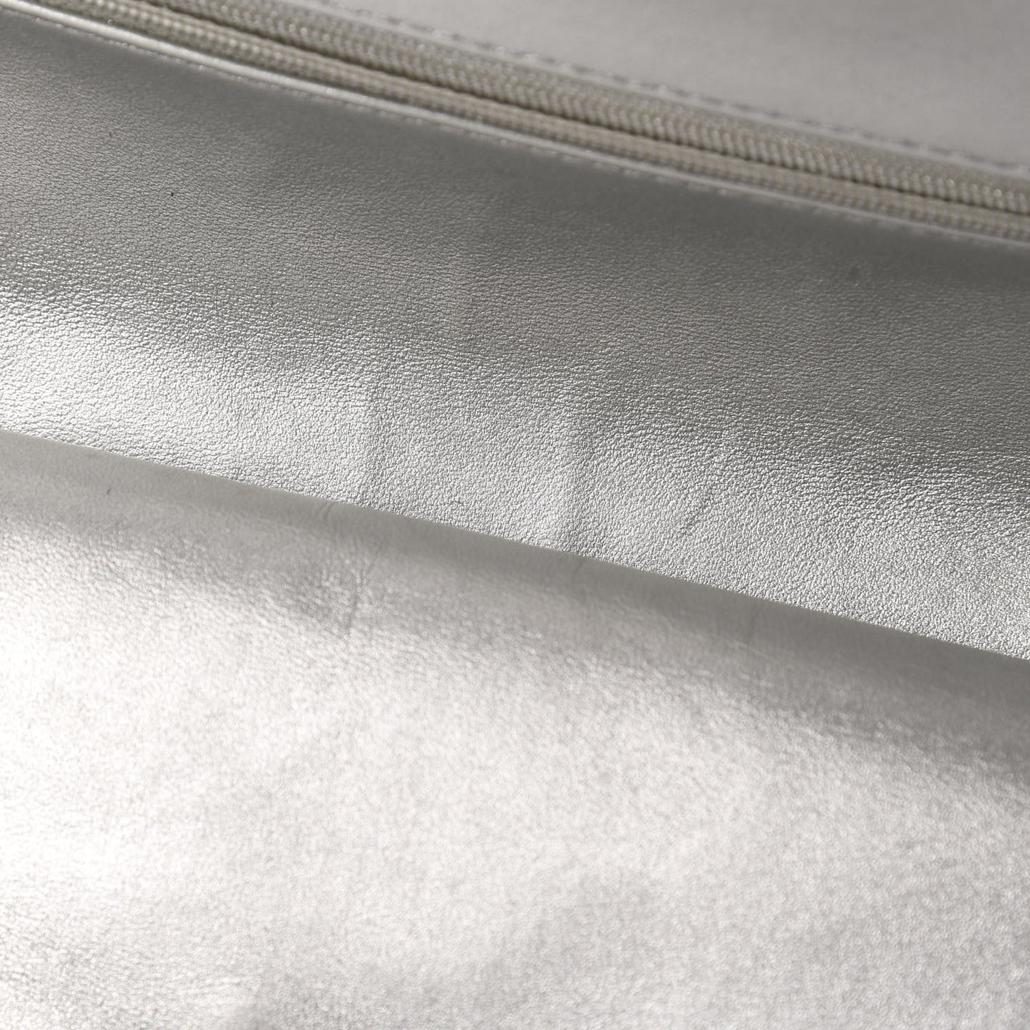 Metallic Lambskin Quilted Medium Double Flap Dark Grey