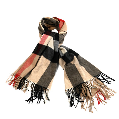 Burberry Cashmere Giant Check Fringe Scarf Camel 1 of 4