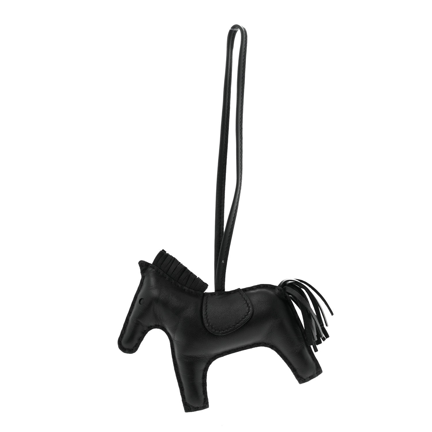 Hermes Milo Lambskin Grigri Rodeo Horse Bag Charm MM So Black 1 of 5