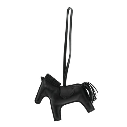 Hermes Milo Lambskin Grigri Rodeo Horse Bag Charm MM So Black 1 of 5