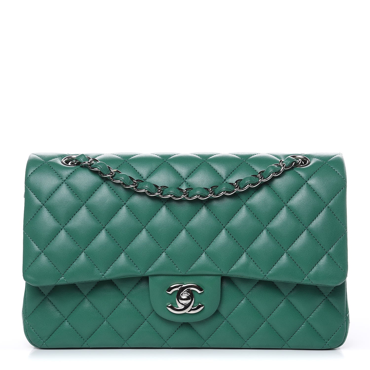 Chanel Lambskin Quilted Medium Double Flap Green 1 of 13