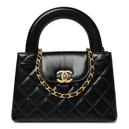 Chanel Shiny Aged Calfskin Quilted Nano Kelly Shopper Black 1 of 11