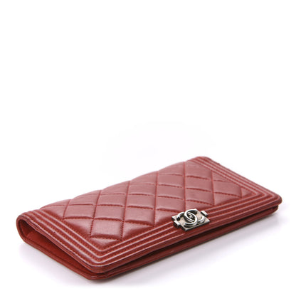 Chanel Lambskin Quilted Boy Yen Wallet Red 4 of 8