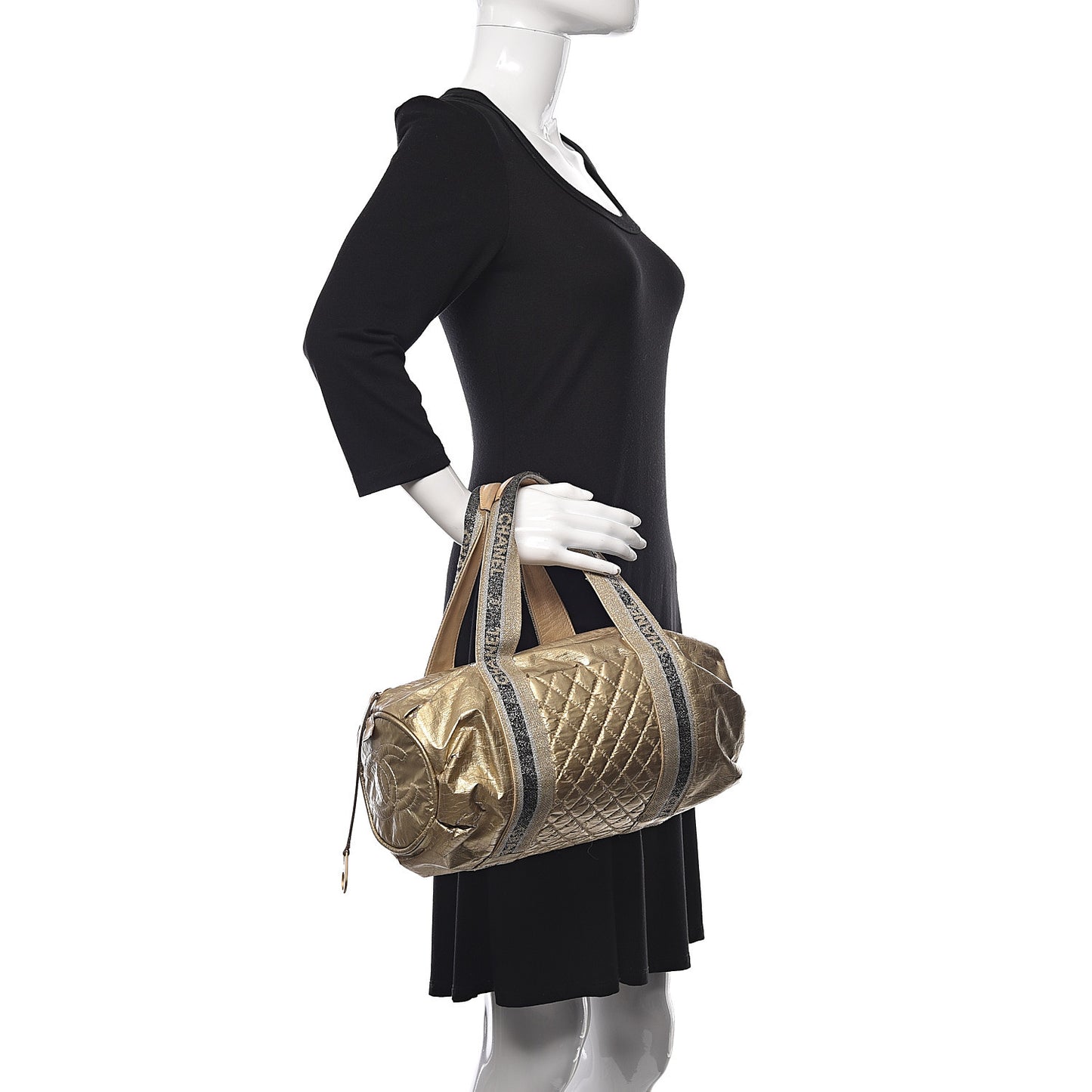 Metallic Coated Canvas Sport Duffle Gold