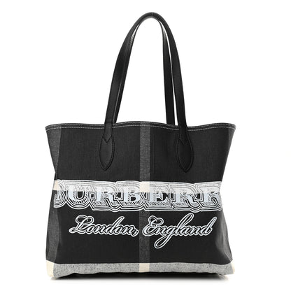 Burberry Coated Canvas Mega Check Medium Doodle Tote Black 1 of 9
