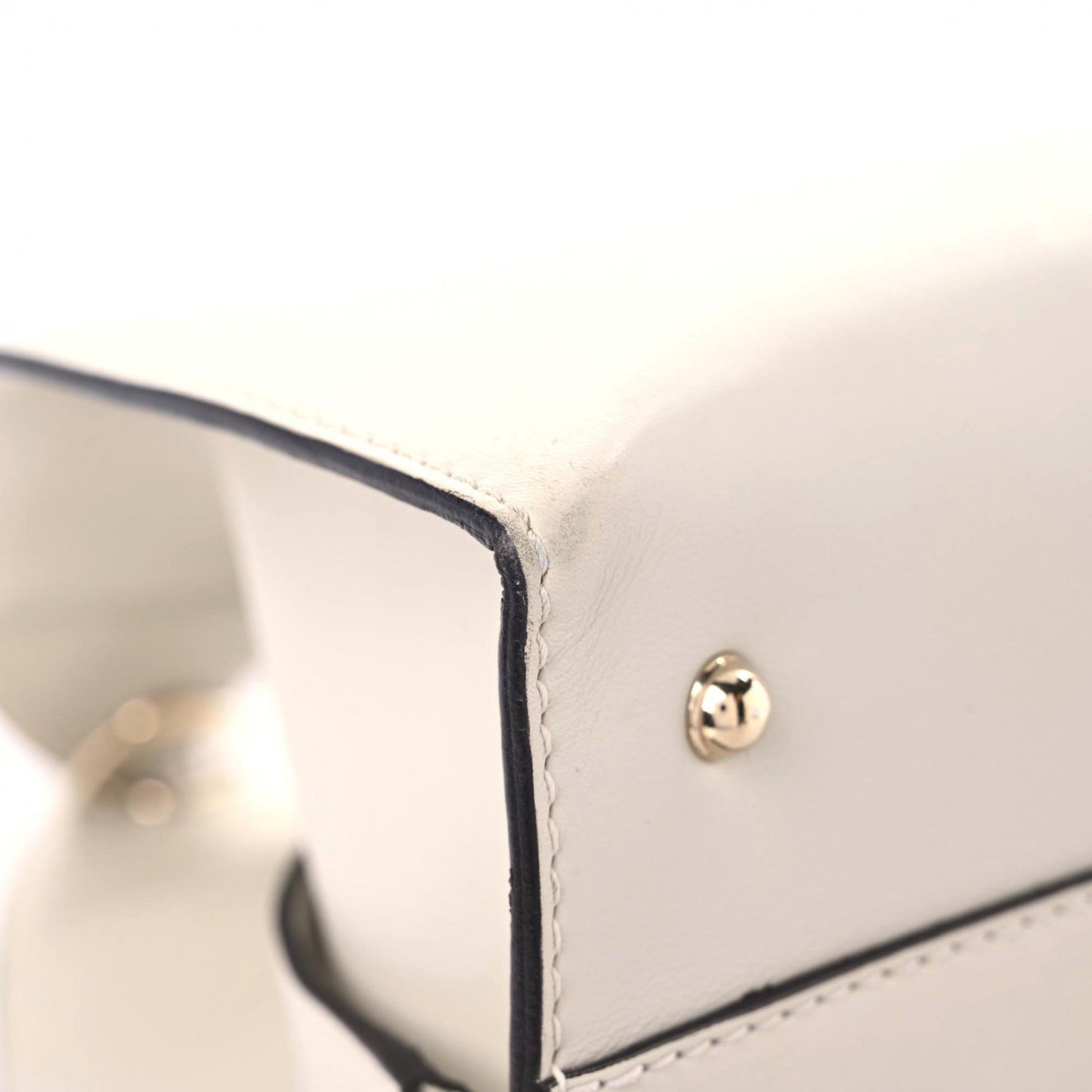 Calfskin Medium Stirrup Top Handle Bag White