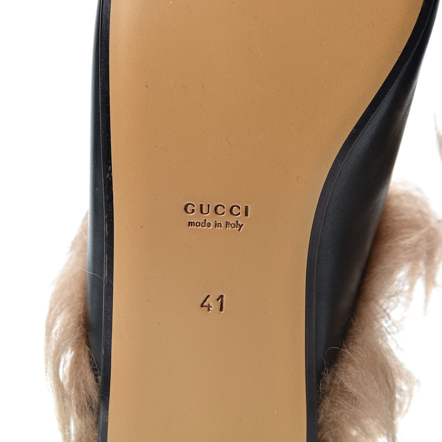 Calfskin Fur Womens Princetown Slippers 41 Black