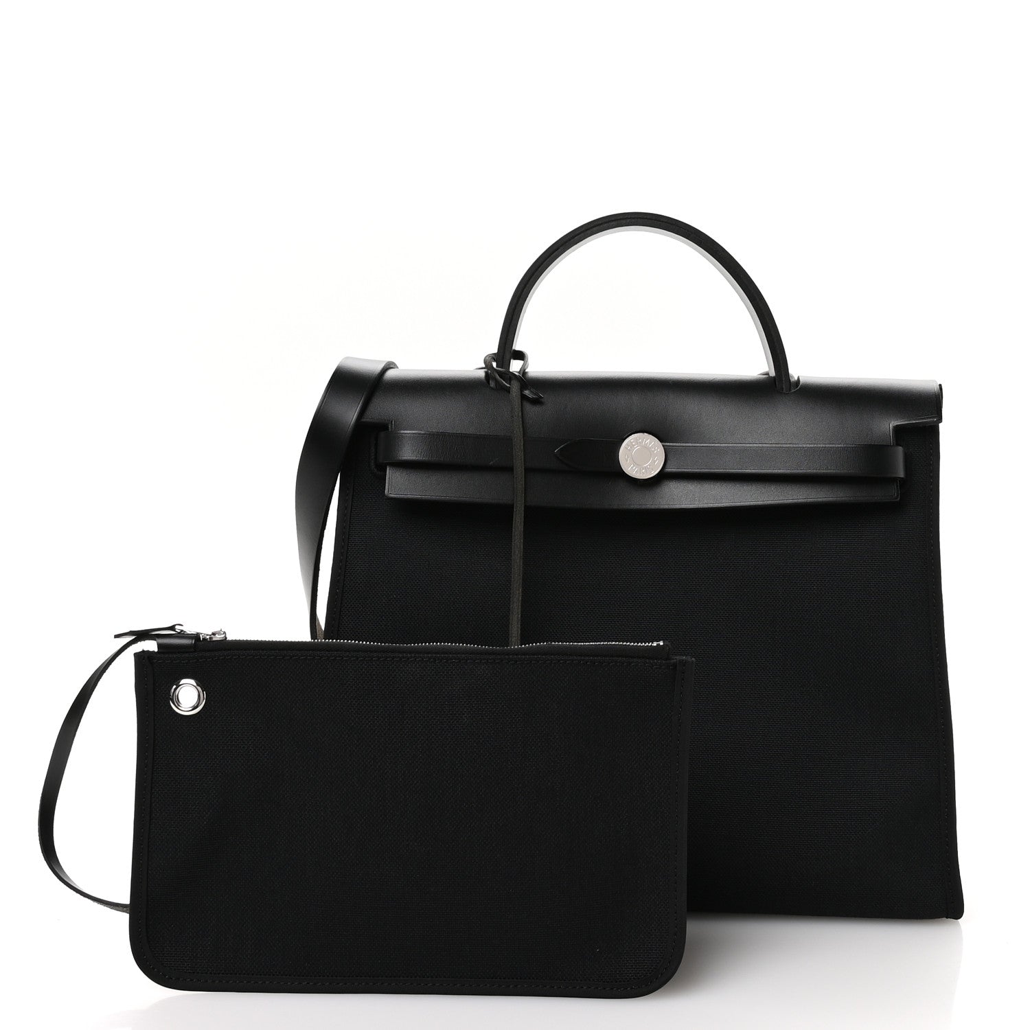 Hermes Military Toile Vache Hunter Herbag Zip PM 31 Black 3 of 11