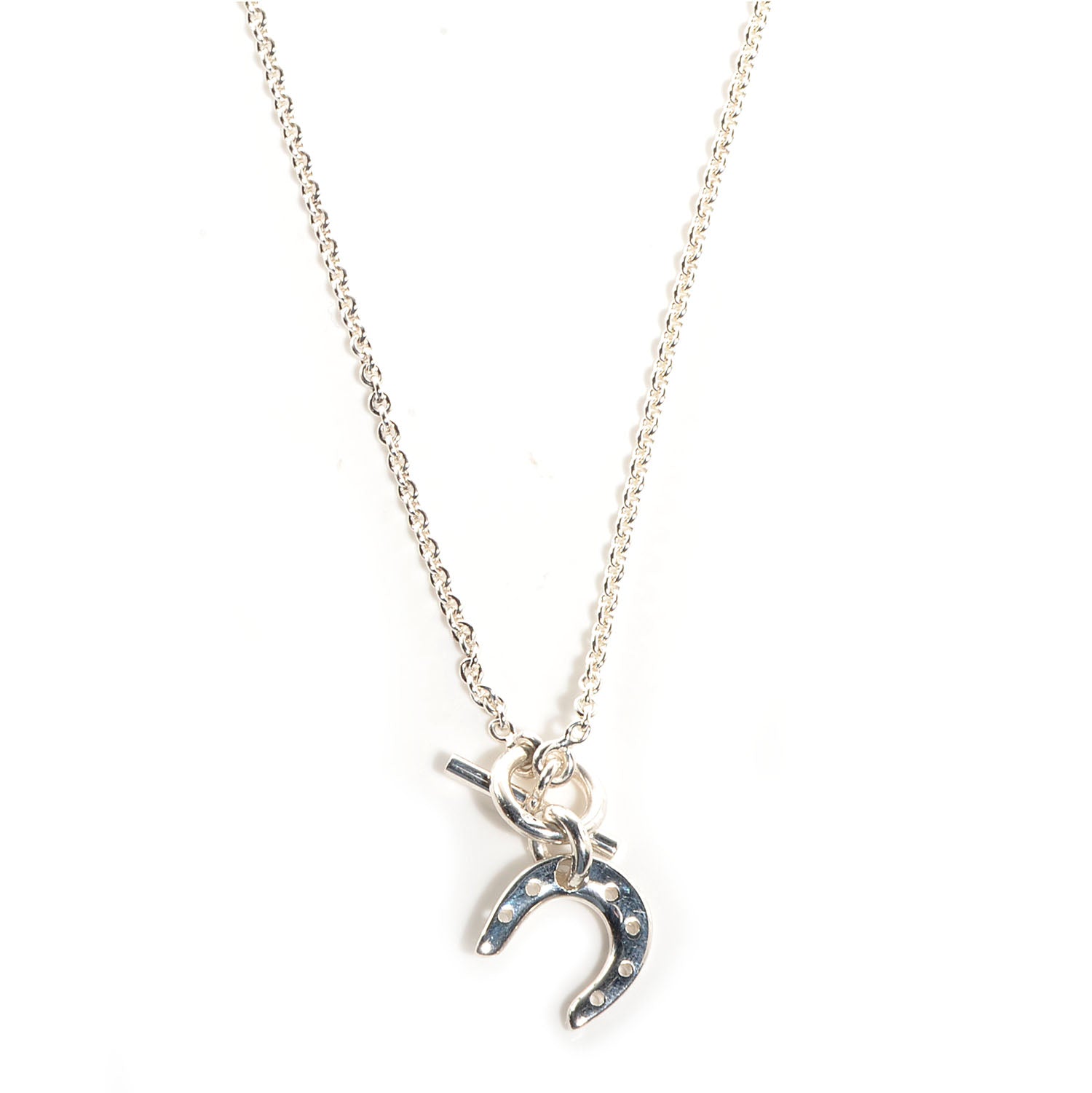 Hermes Sterling Silver Horseshoe Toggle Necklace 1 of 5