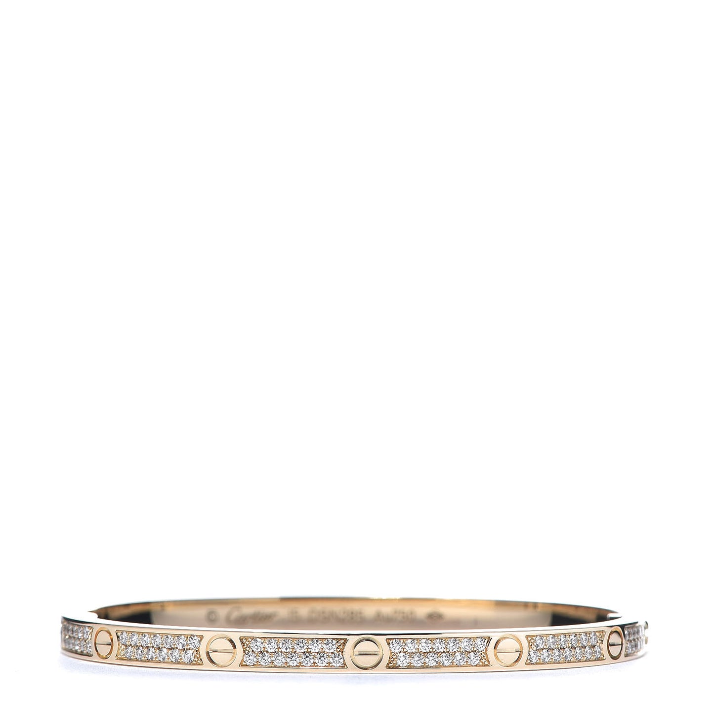 18K Yellow Gold Diamond Small LOVE Paved Bracelet 15