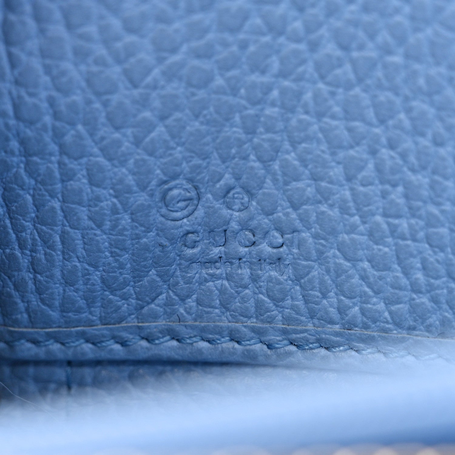 Gucci Monogram Dollar Calfskin Zip Around Wallet Beige Ebony Mineral Blue 6 of 11