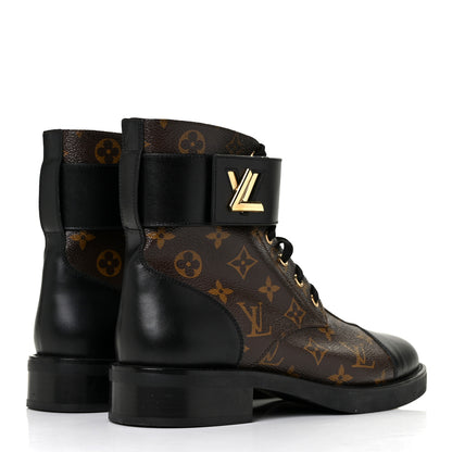 Louis Vuitton Calfskin Monogram Wonderland Flat Ranger Boots 40 Black 4 of 7
