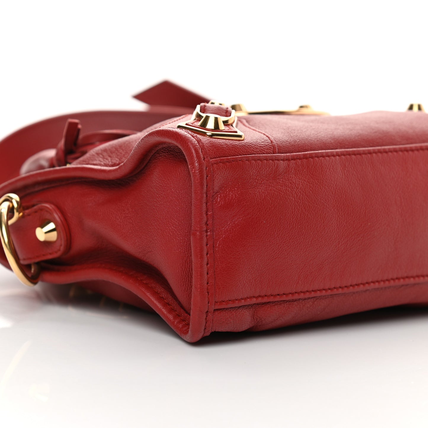 Chevre Gold Metallic Edge Hardware Mini City Rouge Brique Rouge Grenade