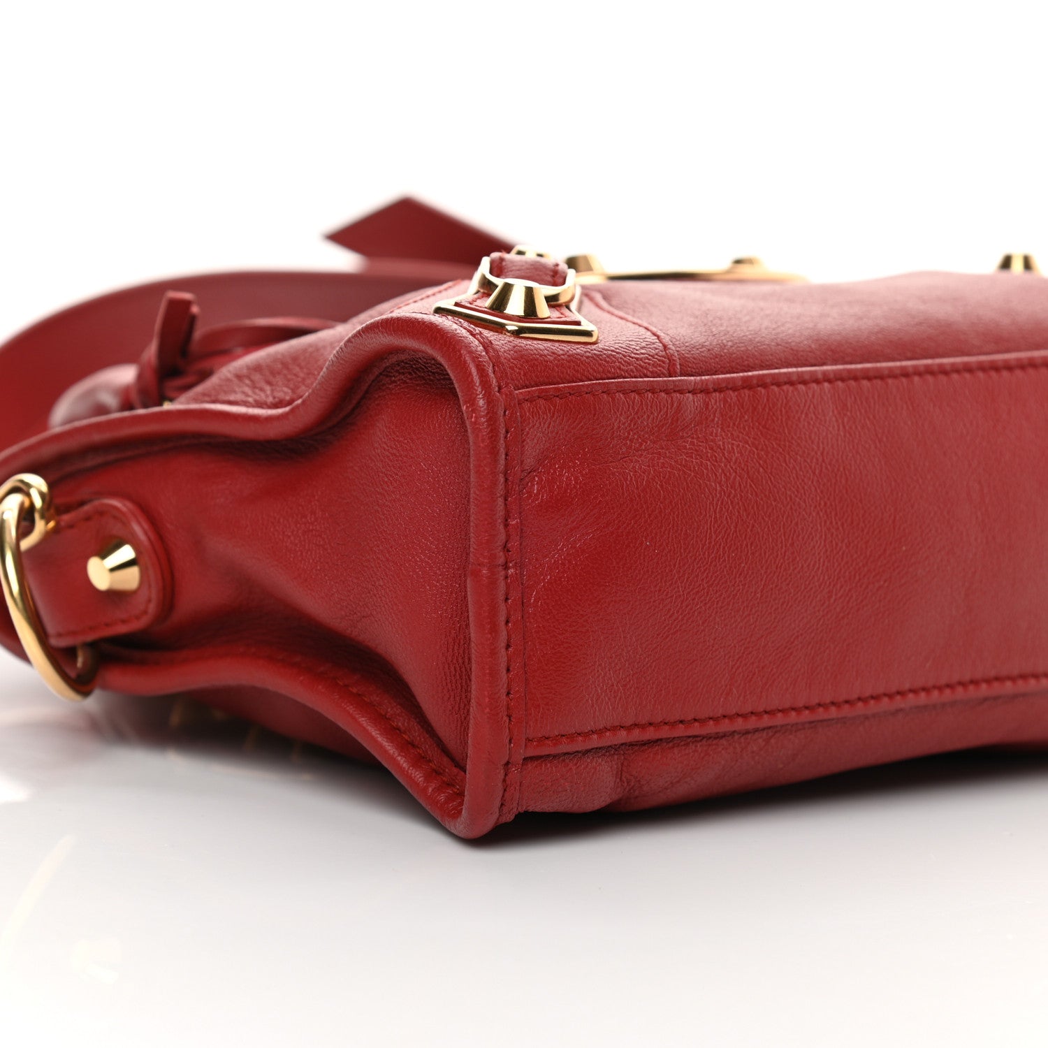 Balenciaga Chevre Gold Metallic Edge Hardware Mini City Rouge Brique Rouge Grenade 9 of 11