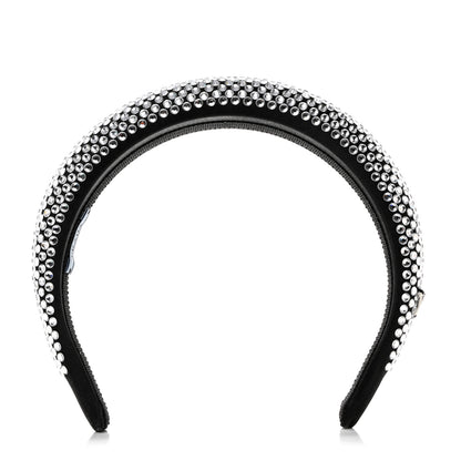 Prada Satin Crystal Embellished Headband Metal 1 of 6