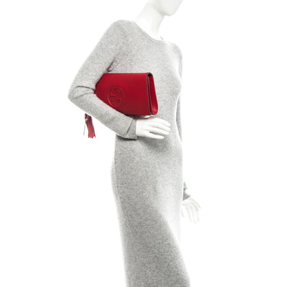 Gucci Pebbled Calfskin Medium Soho Clutch Red 2 of 7