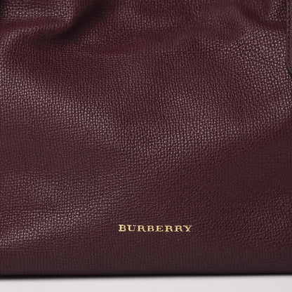 Burberry Grainy Calfskin House Check Small Canterbury Tote Burgundy 9 of 9