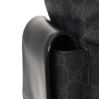 Gucci Soft GG Supreme Monogram Appia Calfskin Web Double Buckle Backpack Black 12 of 15